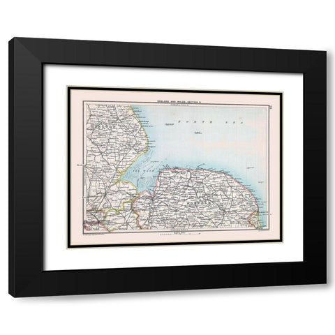 East Central England - Bartholomew 1892 Black Modern Wood Framed Art Print with Double Matting by Bartholomew