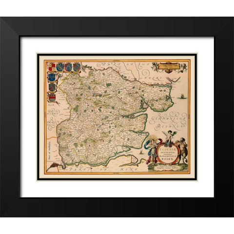 Great Britain Essex County England - Jansson 1646 Black Modern Wood Framed Art Print with Double Matting by Jansson