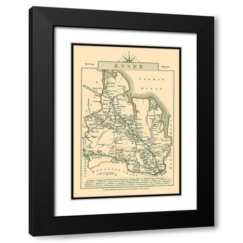 Great Britain Essex County England - Cary 1792 Black Modern Wood Framed Art Print with Double Matting by Cary