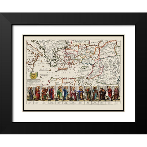 Mediterranean Apostles Travels Voyages Italy Black Modern Wood Framed Art Print with Double Matting by Loivther