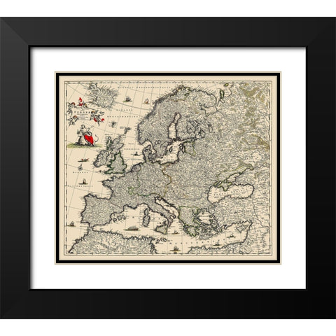 Europe - De Wit 1700 Black Modern Wood Framed Art Print with Double Matting by De Wit