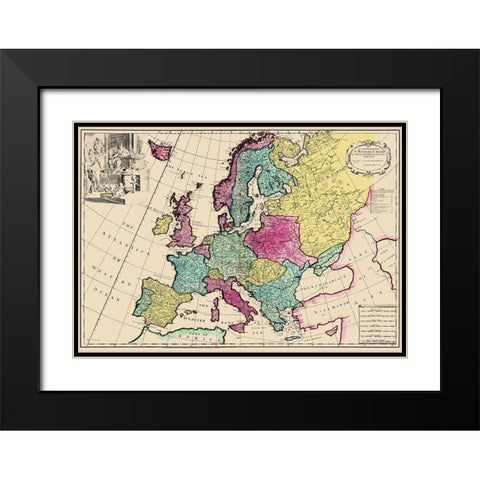 Ireland France Germany Hungary Spain - Senex 1740 Black Modern Wood Framed Art Print with Double Matting by Senex
