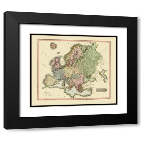 Norway Spain Portugal France Germany Hungary Black Modern Wood Framed Art Print with Double Matting by Thomson
