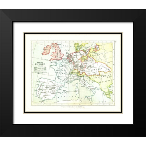 Western Europe 1702 - Gardiner 1902 Black Modern Wood Framed Art Print with Double Matting by Gardiner