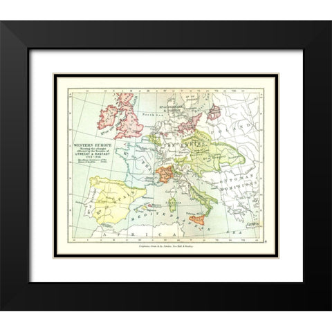 Western Europe 1713 - Gardiner 1902 Black Modern Wood Framed Art Print with Double Matting by Gardiner