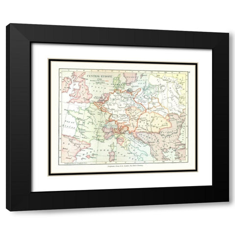 Central Europe 1789 - Gardiner 1902 Black Modern Wood Framed Art Print with Double Matting by Gardiner