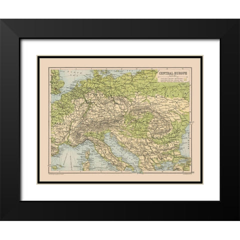 Central Europe - Bartholomew 1892 Black Modern Wood Framed Art Print with Double Matting by Bartholomew