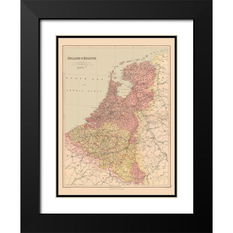 Holland Belgium Europe - Black 1867 Black Modern Wood Framed Art Print with Double Matting by Black