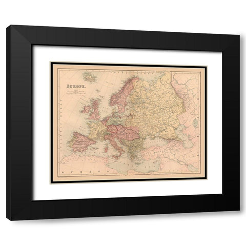 Europe - Black 1867 Black Modern Wood Framed Art Print with Double Matting by Black