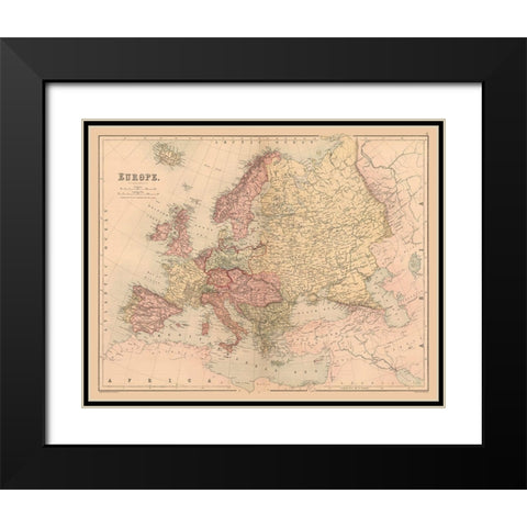 Europe - Black 1867 Black Modern Wood Framed Art Print with Double Matting by Black