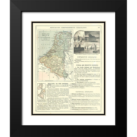 Europe Luxemburg Holland Belgium - Monteith 1882 Black Modern Wood Framed Art Print with Double Matting by Monteith