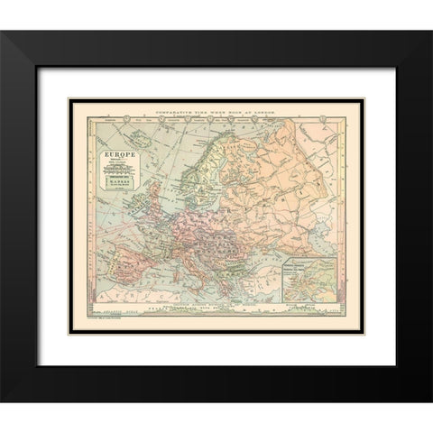 Europe Russia Turkey Spain - Monteith 1882 Black Modern Wood Framed Art Print with Double Matting by Monteith