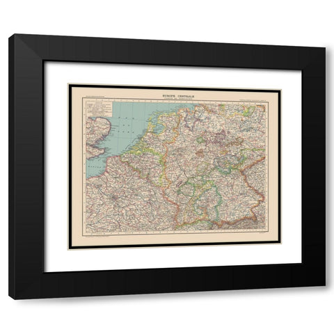 Central Europe - Schrader 1908 Black Modern Wood Framed Art Print with Double Matting by Schrader