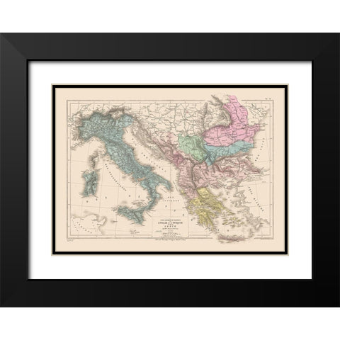Europe Italy Turkey Greece - Drioux 1882 Black Modern Wood Framed Art Print with Double Matting by Drioux