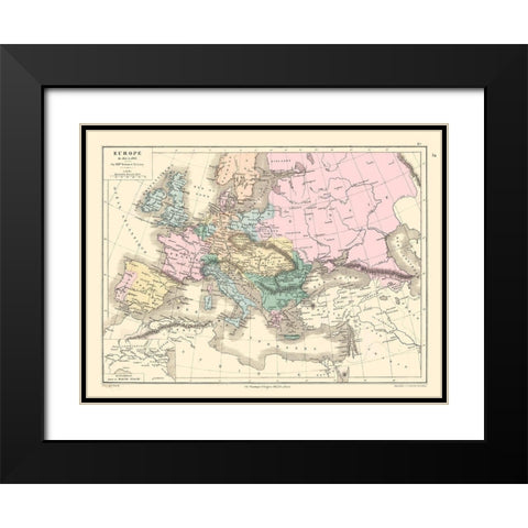 Europe 1815 to 1866 - Drioux 1882 Black Modern Wood Framed Art Print with Double Matting by Drioux