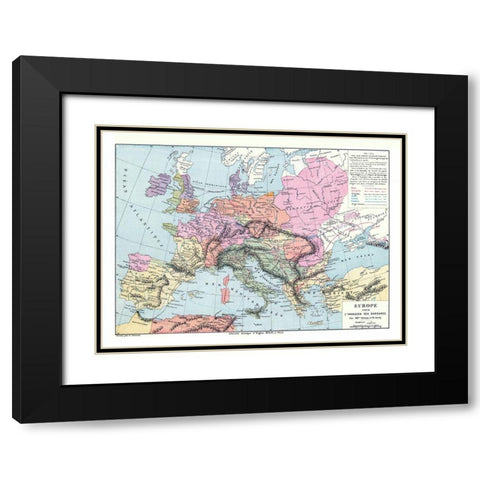 Barbarian Invasion Europe - Drioux 1882 Black Modern Wood Framed Art Print with Double Matting by Drioux
