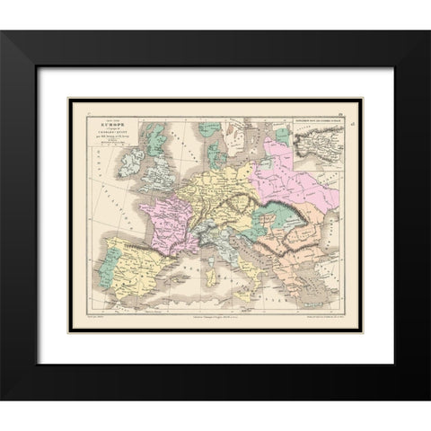 Europe 1453 to 1558 - Drioux 1882 Black Modern Wood Framed Art Print with Double Matting by Drioux