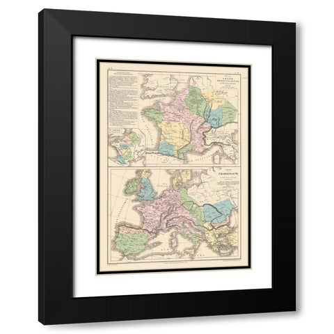 Europe Carolingian Empire Merovingian Dynasty Black Modern Wood Framed Art Print with Double Matting by Drioux