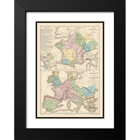 Europe Carolingian Empire Merovingian Dynasty Black Modern Wood Framed Art Print with Double Matting by Drioux