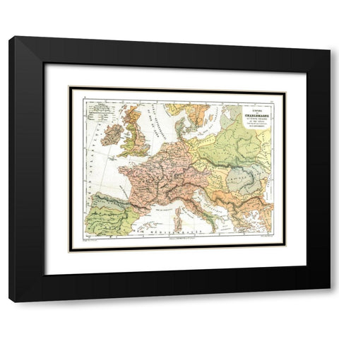 Charles the Great Empire Europe - Cortambert 1880 Black Modern Wood Framed Art Print with Double Matting by Cortambert