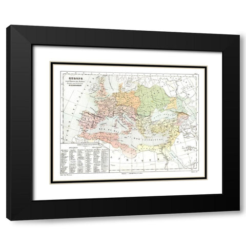 Europe Barbarian Invasions II - Cortambert 1880 Black Modern Wood Framed Art Print with Double Matting by Cortambert
