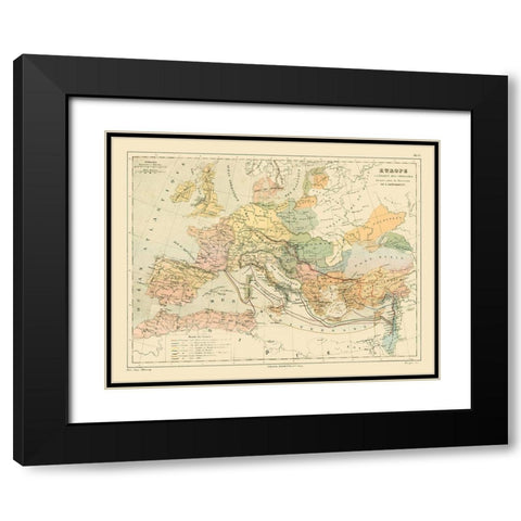 Europe Crusades - Cortambert 1880 Black Modern Wood Framed Art Print with Double Matting by Cortambert