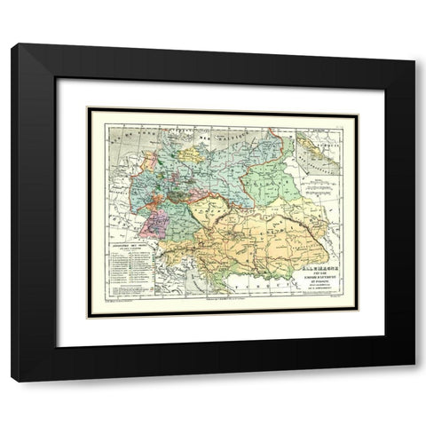Europe Germany Prussia Poland Austria Black Modern Wood Framed Art Print with Double Matting by Cortambert