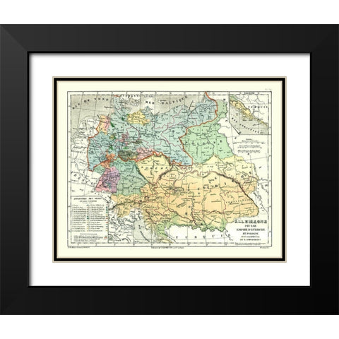 Europe Germany Prussia Poland Austria Black Modern Wood Framed Art Print with Double Matting by Cortambert