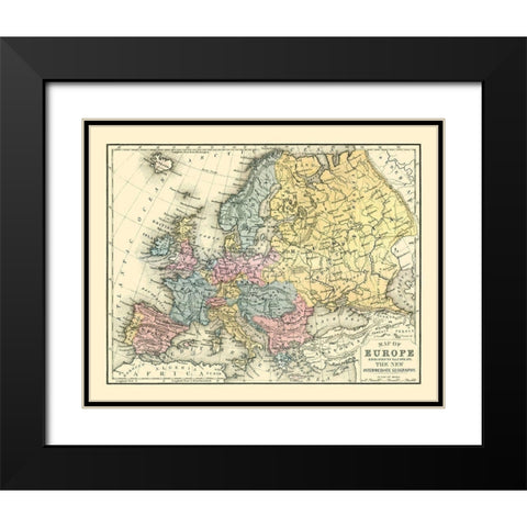 Europe - Mitchell 1869 Black Modern Wood Framed Art Print with Double Matting by Mitchell