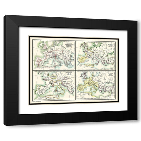 Europe Barbarian Migrations 451 AD-500 AD Black Modern Wood Framed Art Print with Double Matting by Poole