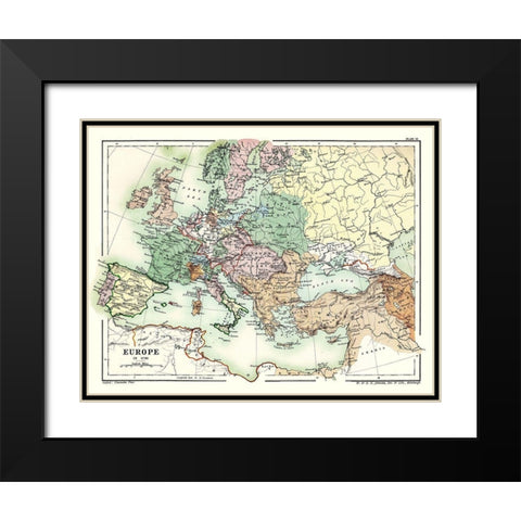 Europe 1740 - Poole 1902 Black Modern Wood Framed Art Print with Double Matting by Poole