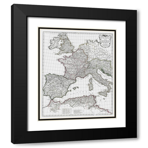 Ancient Europe - DAnville 1799 Black Modern Wood Framed Art Print with Double Matting by D''Anville