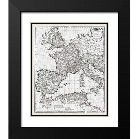 Ancient Europe - DAnville 1799 Black Modern Wood Framed Art Print with Double Matting by D''Anville