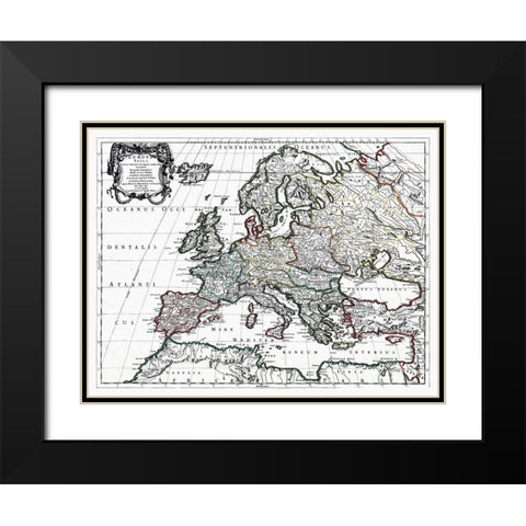 Europe - Sanson 1641 Black Modern Wood Framed Art Print with Double Matting by Sanson
