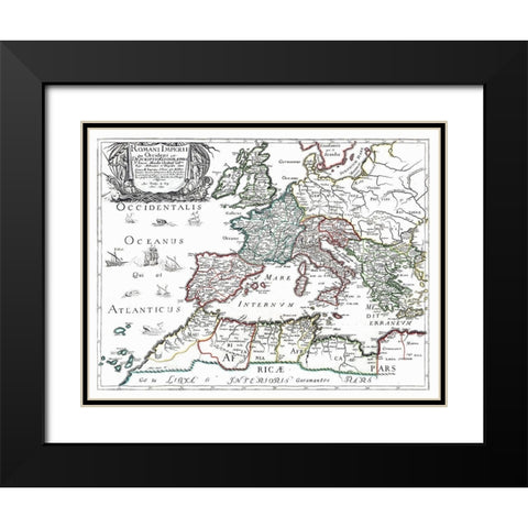 Roman Empire Europe Africa - Sanson 1641 Black Modern Wood Framed Art Print with Double Matting by Sanson