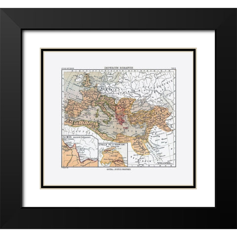 Europe Roman Empire - Perthes 1896 Black Modern Wood Framed Art Print with Double Matting by Perthes