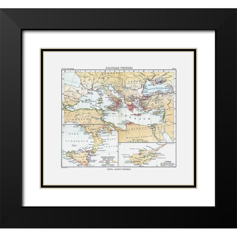 Curias Colonies Europe Middle East - Perthes 1896 Black Modern Wood Framed Art Print with Double Matting by Perthes