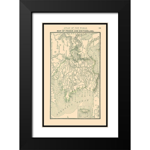 Europe France Switzerland - Alden 1886 Black Modern Wood Framed Art Print with Double Matting by Alden