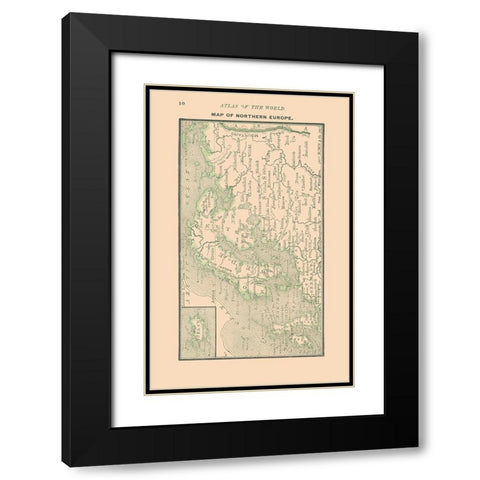 Northern Europe - Alden 1886 Black Modern Wood Framed Art Print with Double Matting by Alden