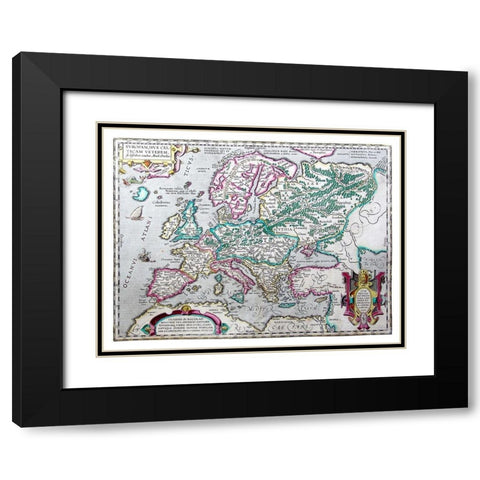 Ancient Europe 1595 - Ortelius Black Modern Wood Framed Art Print with Double Matting by Ortelius