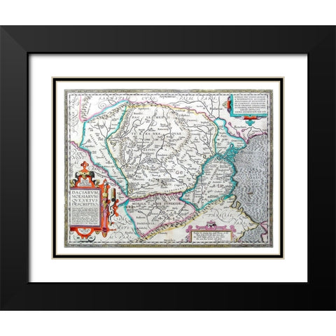 Europe Dacia Moesia - Ortelius 1570 Black Modern Wood Framed Art Print with Double Matting by Ortelius