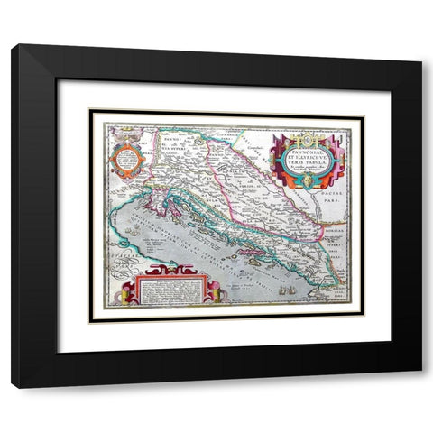 Europe Pannonia Illyricum - Ortelius 1570 Black Modern Wood Framed Art Print with Double Matting by Ortelius