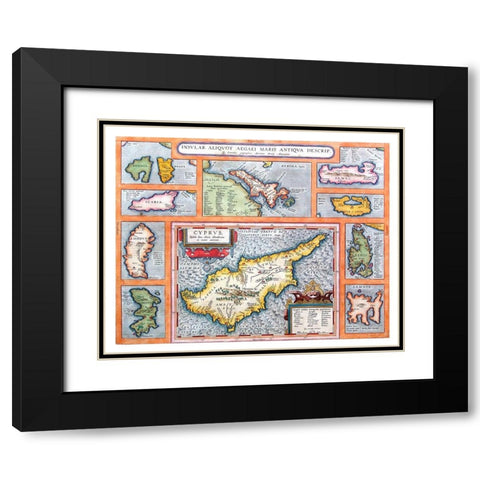 Europe Aegean Sea Islands - Ortelius 1570 Black Modern Wood Framed Art Print with Double Matting by Ortelius