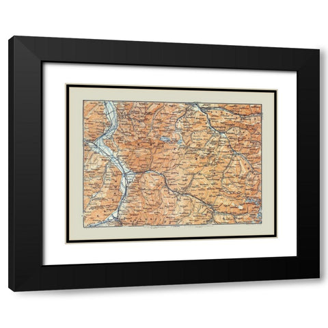 Europe Eastern Switzerland Southwest Austria Black Modern Wood Framed Art Print with Double Matting by Baedeker