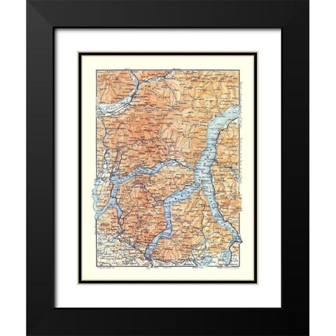 Europe Lake Como Switzerland Italy - Baedeker 1921 Black Modern Wood Framed Art Print with Double Matting by Baedeker