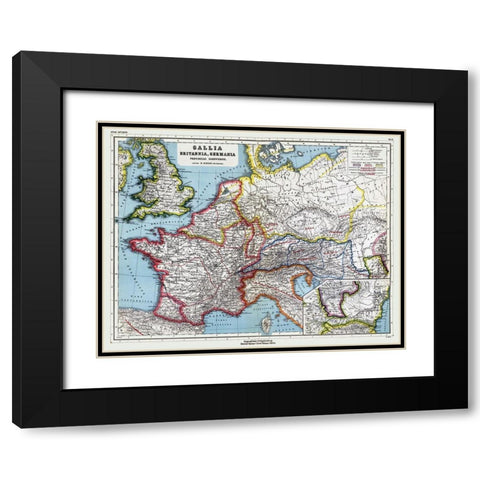Europe Gallia Britannia Germania - Kiepert 1903 Black Modern Wood Framed Art Print with Double Matting by Kiepert