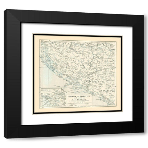 Europe Bosnia Dalmatia - Baedeker 1896 Black Modern Wood Framed Art Print with Double Matting by Baedeker