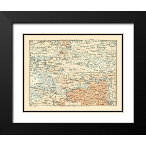 Europe Danube River Austria Hungary - Baedeker Black Modern Wood Framed Art Print with Double Matting by Baedeker