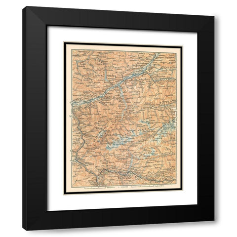 Europe Mountains Austria Italy - Baedeker 1896 Black Modern Wood Framed Art Print with Double Matting by Baedeker