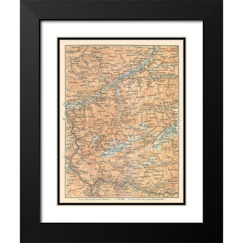 Europe Mountains Austria Italy - Baedeker 1896 Black Modern Wood Framed Art Print with Double Matting by Baedeker